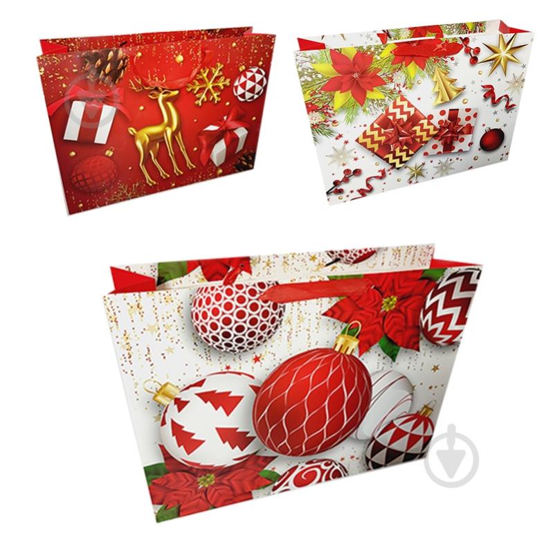 Пакет подарунковий новорічний L 30х12х40 см Аркуш - фото 1 Пакет подарунковий новорічний L 30х12х40 см Аркуш - фото 1