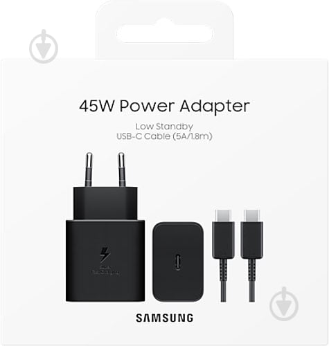 Зарядний пристрій Samsung із надшвидкою зарядкою 45 Вт із кабелем USB-C–USB-C - фото 5