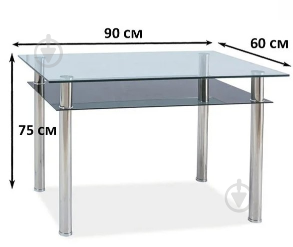 Стол обеденный Signal Meble MADRAS 900x600x750мм прозрачный/хром - фото 2