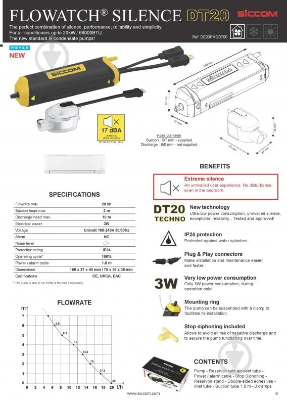 Насос для відводу конденсату SICCOM Flowatch Silence DT20 - фото 3