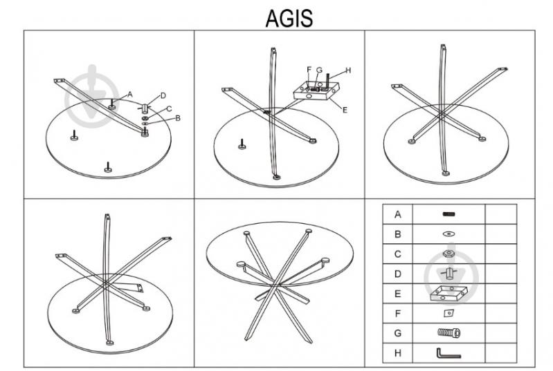 Стол обеденный Signal Meble AGIS 900x900x710мм прозрачный/хром - фото 2