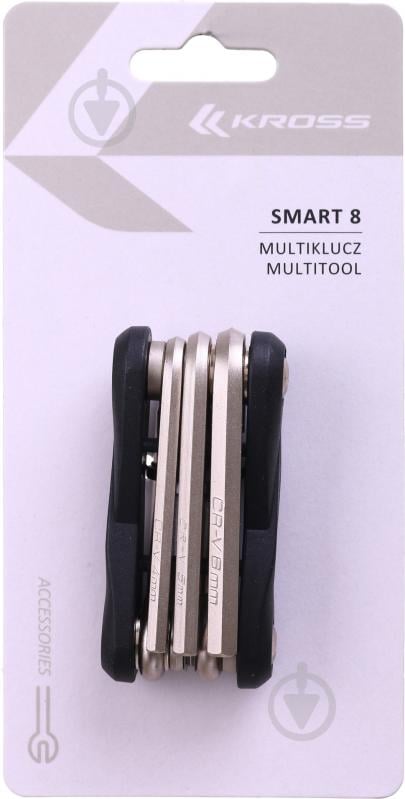 Мультитул велосипедний Kross FOOLDING TOOL SMART 8 - 8 FUNCTION BK T4CKU000162 хром - фото 4