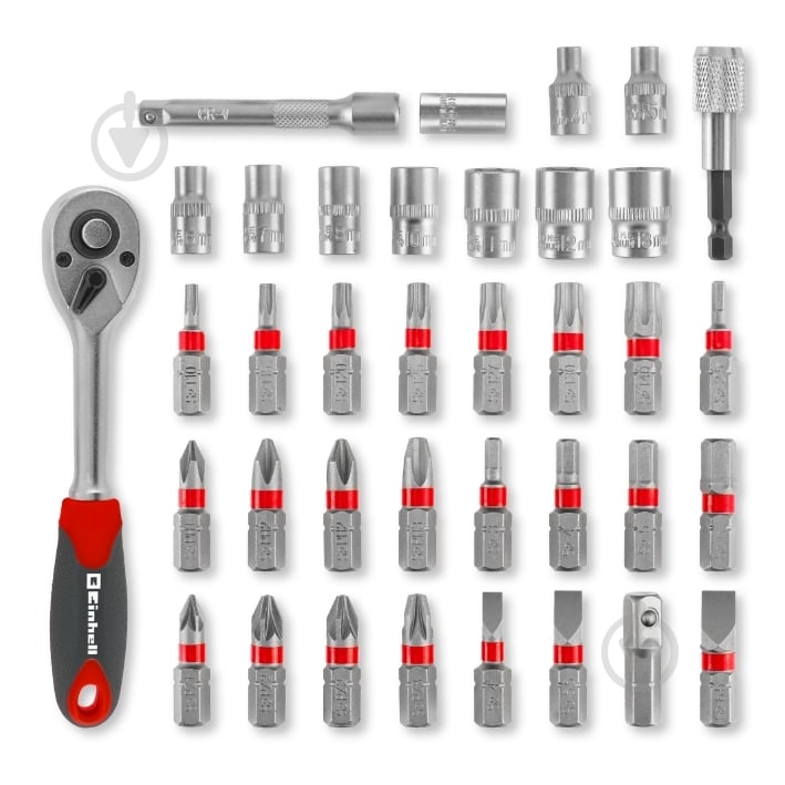 Набір торцевих головок Einhell з трещіткою і біт L-Case 37 шт. 109022 - фото 2