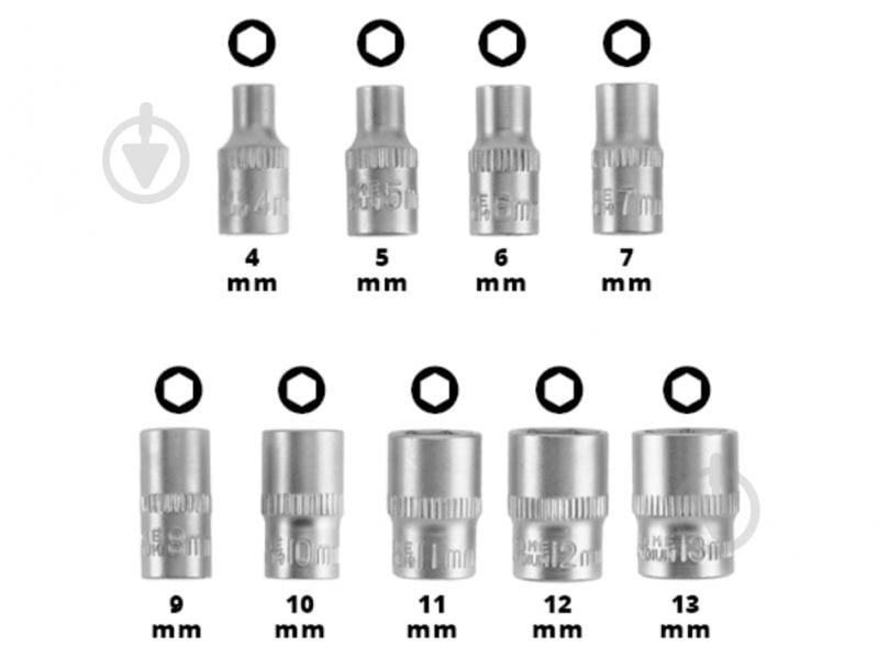 Набір торцевих головок Einhell з трещіткою і біт L-Case 37 шт. 109022 - фото 11