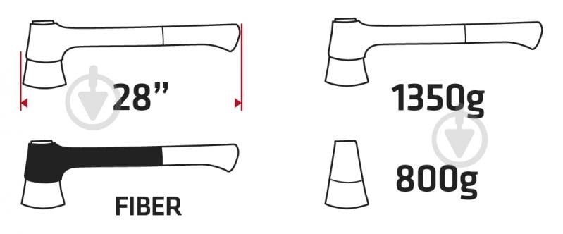 Топор Verto 1350 г 05G103 - фото 5