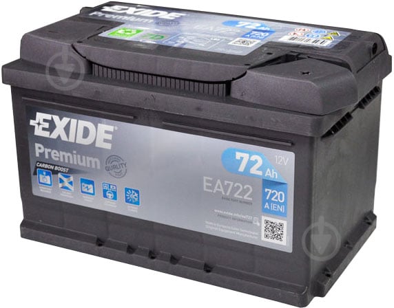 Аккумулятор автомобильный EXIDE Premium 6СТ-72 Н Евро (EA722) 72Ah 12V «+» справа - фото 1