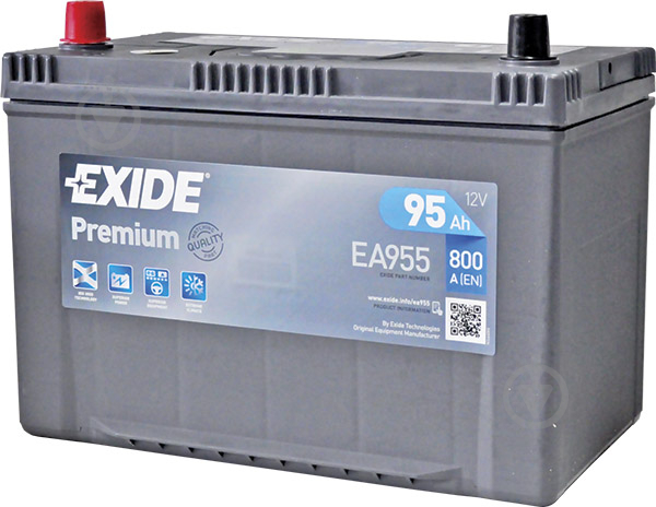 Аккумулятор автомобильный EXIDE 95 Premium 6СТ-95 Азия (EA955) 95Ah 800A 12V «+» слева - фото 1