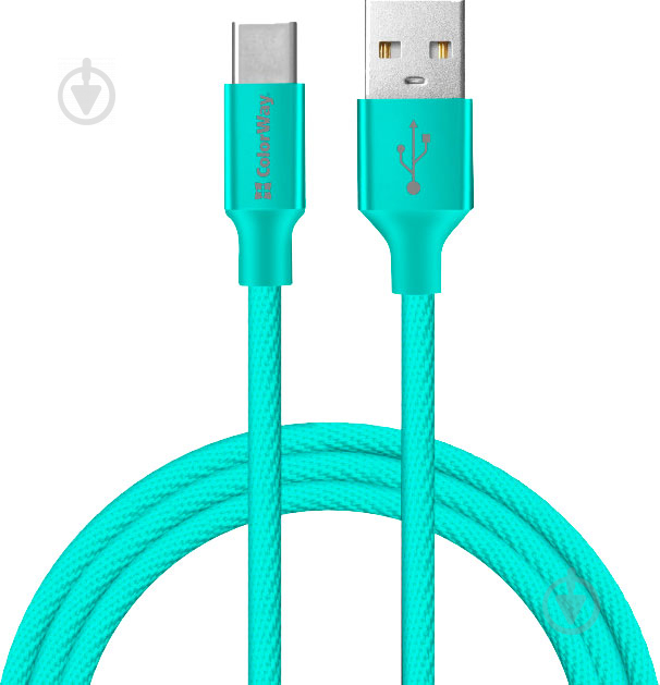 Кабель ColorWay USB - Type-C 2.4А 2 м мятный - фото 4