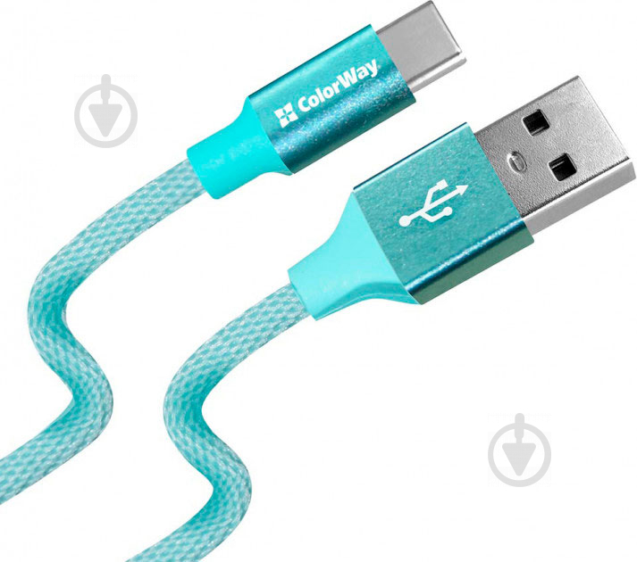 Кабель ColorWay USB - Type-C 2.4А 2 м мятный - фото 1