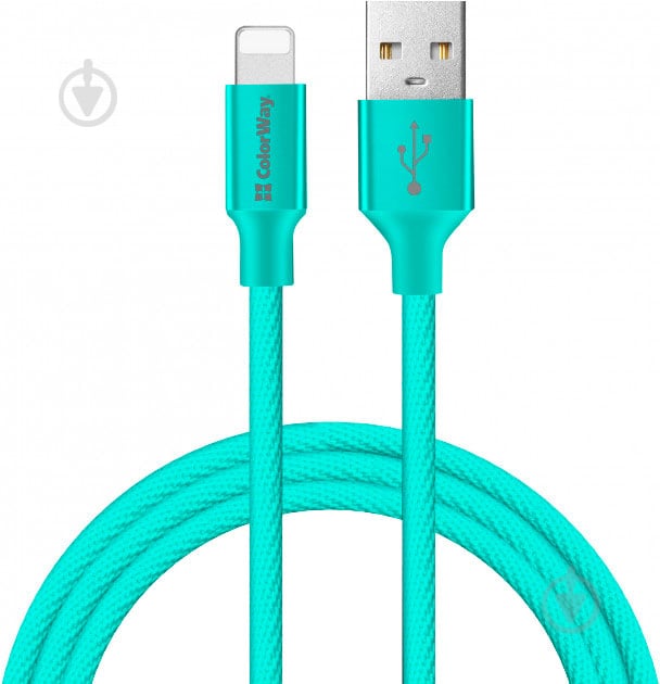 Кабель ColorWay USB - Apple Lightning 2.4А 2 м мятный - фото 1