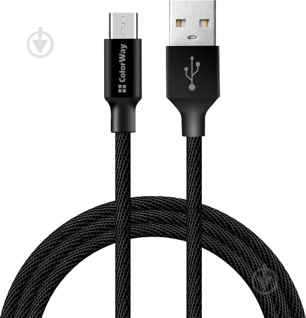 Кабель ColorWay USB - MicroUSB 2.4А 2 м черный - фото 1 Кабель ColorWay USB - MicroUSB 2.4А 2 м черный - фото 1