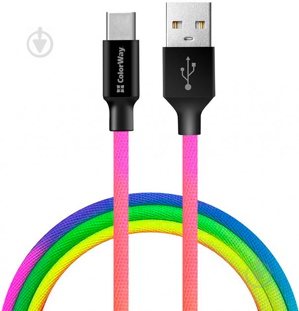 Кабель ColorWay USB - Type-C (multicolor) 2.4 А 1 м різнокольоровий - фото 2