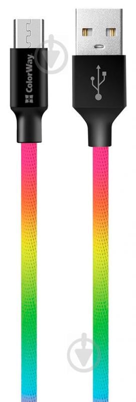 Кабель ColorWay USB - MicroUSB (multicolor) 2.4 А 1 м різнокольоровий - фото 1