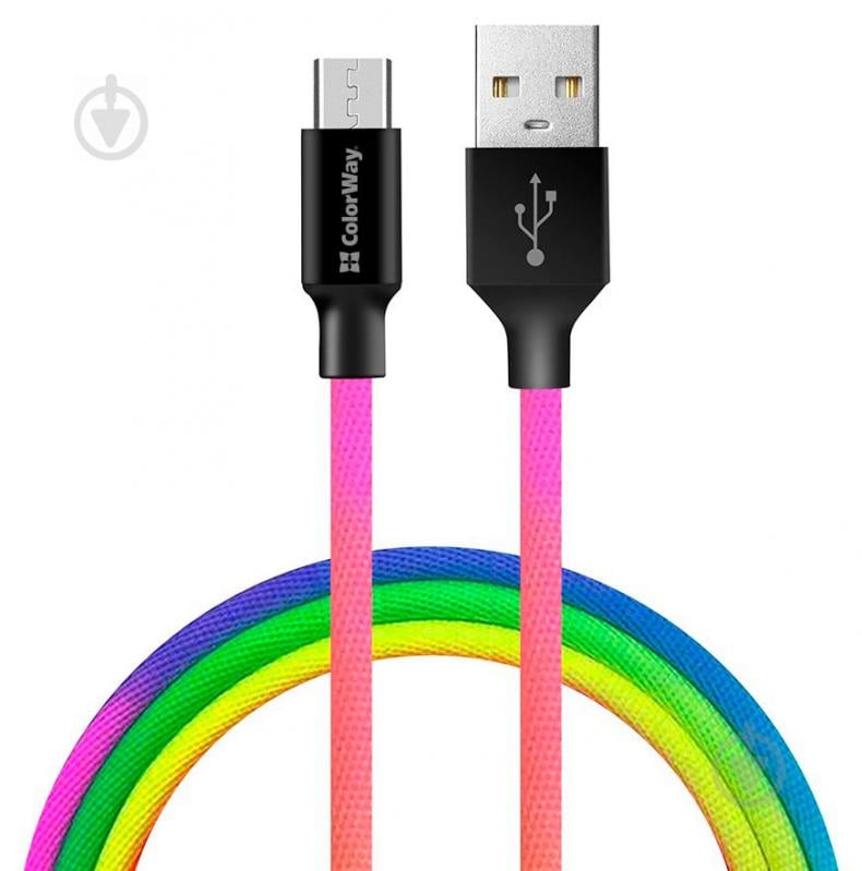 Кабель ColorWay USB - MicroUSB (multicolor) 2.4 А 1 м разноцветный - фото 2