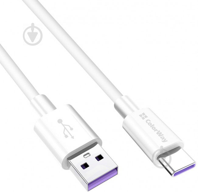 Кабель ColorWay USB - Type-C (Fast Charging) 5.0 А 1 м белый - фото 3