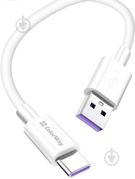 Кабель ColorWay USB - Type-C (Fast Charging) 5.0 А 1 м белый - фото 2