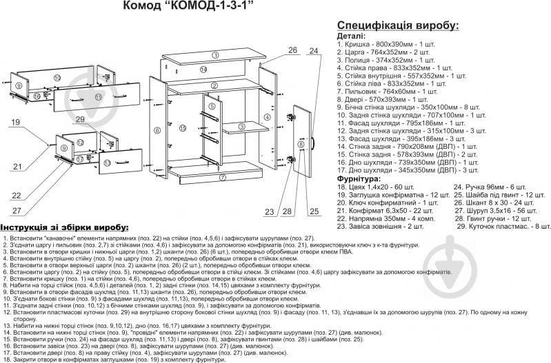 Комод Компаніт 1-3-1 дуб сонома - фото 4