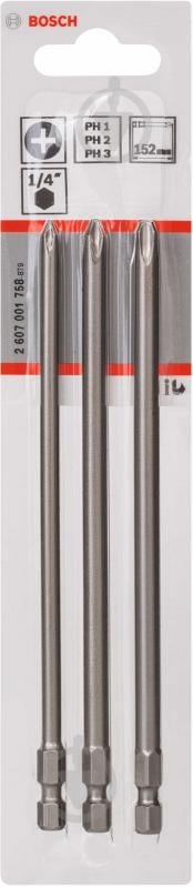 Набор бит Bosch Extra-Hart PH1, PH2, PH3 152 мм 3 шт. 2607001758 - фото 2