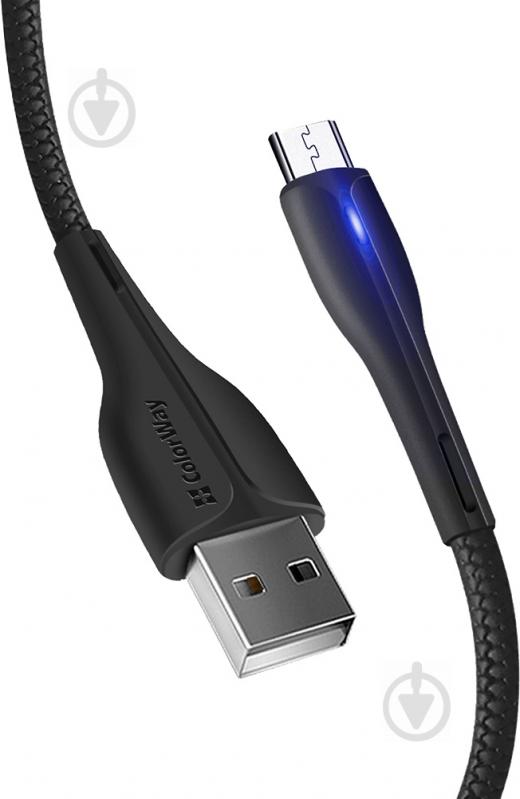 Кабель ColorWay USB - MicroUSB (PVC + led) 2.4А 1 м black - фото 4