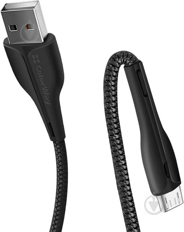 Кабель ColorWay USB - MicroUSB (PVC + led) 2.4А 1 м black - фото 3