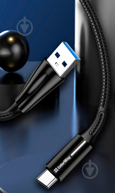 Кабель ColorWay USB - Type-C (Zinc Alloy + Led) 2.4А 1 м black - фото 8