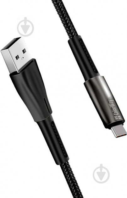 Кабель ColorWay USB - Type-C (Zinc Alloy + Led) 2.4А 1 м black - фото 3