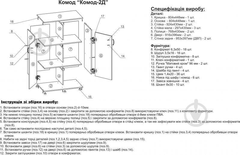 Комод Компаніт 2Д дуб сонома/дуб сонома - фото 3