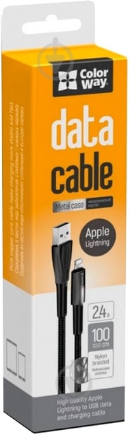 Кабель ColorWay USB - Apple Lightning (Zinc Alloy + Led) 2.4А 1 м black - фото 4
