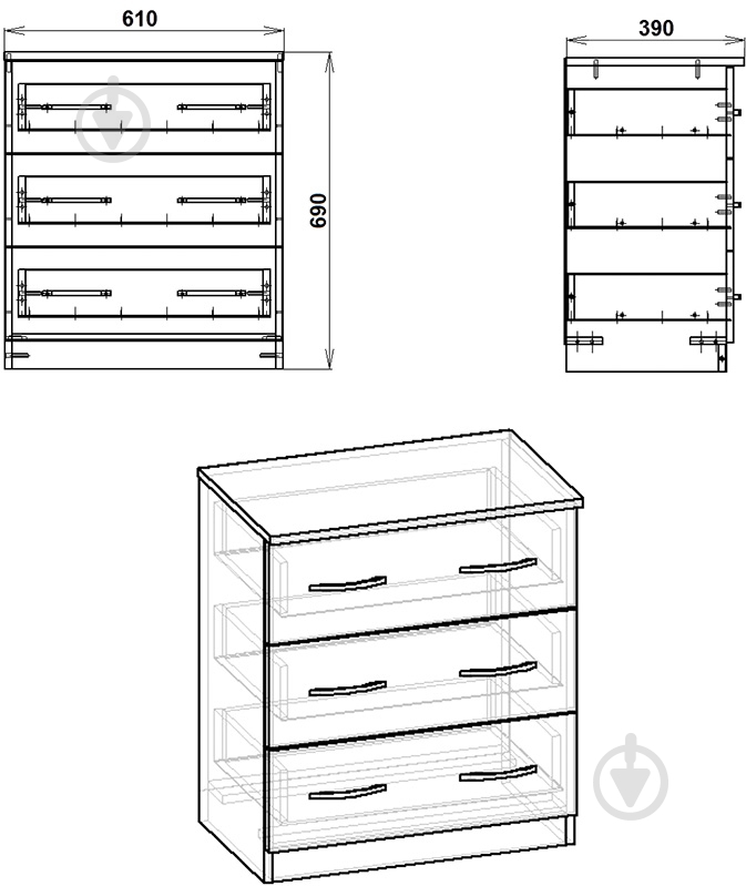 Комод Компанит 3А МДФ орех - фото 2