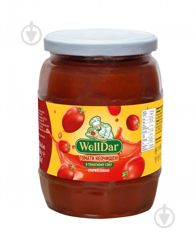 Томати WellDar неочищені у томатному соку 670 г - фото 1