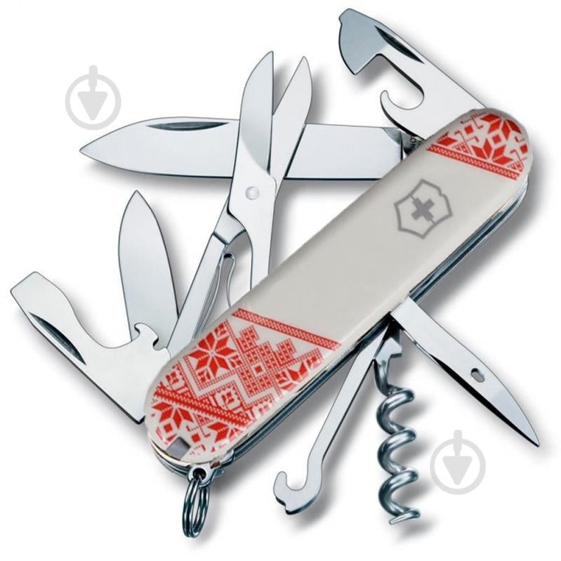 Нож швейцарский Victorinox CLIMBER UKRAINE Вышиванка (14 инстр) Vx13703.7_T0051r - фото 1