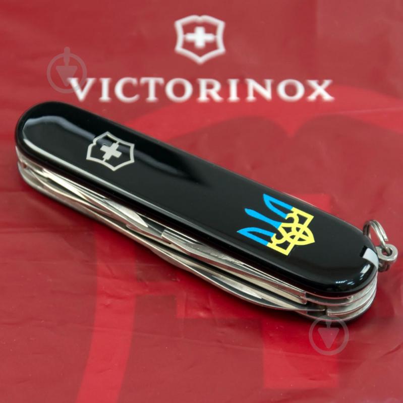 Ніж швейцарський Victorinox CLIMBER UKRAINE Тризуб синьо-жовтий (14 інстр) Vx13703.3_T0016u - фото 6