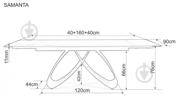 Стол обеденный Signal Meble SAMANTA 1600(2400)x900x760мм черный/черный матовый - фото 3