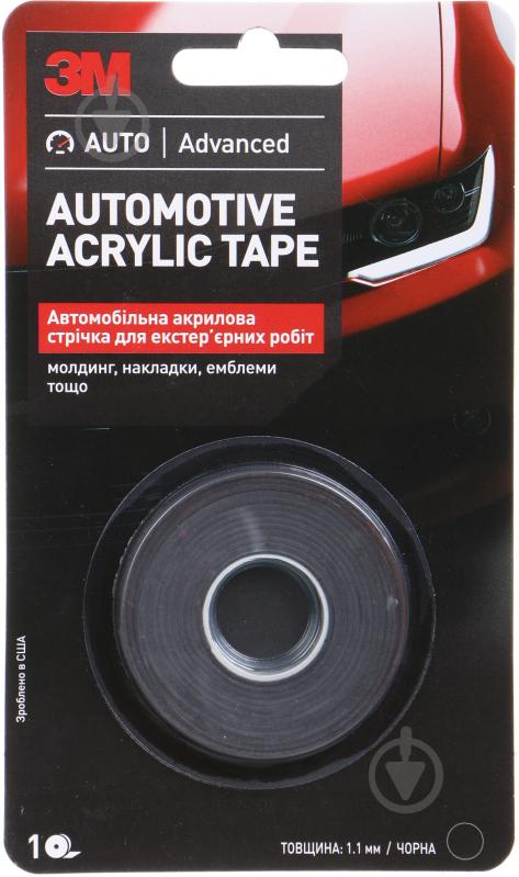 Стрічка автомобільна 3M VHB для монтажу молдингів 9x1,1 мм 1,5 м чорний - фото 1