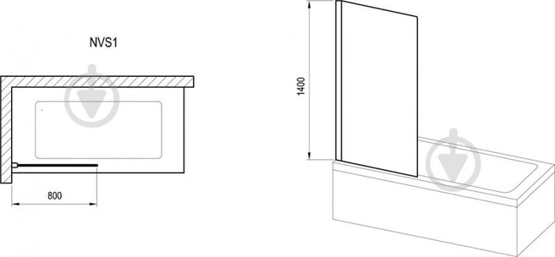 Шторка для ванны Ravak NVS1-80 белый - фото 2