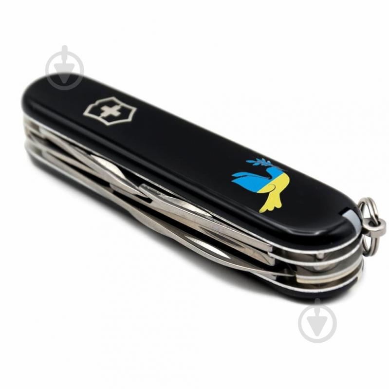 Нож швейцарский Victorinox CLIMBER UKRAINE Голубь мира синий и желтый (14 инстр) Vx13703.3_T1036u - фото 4