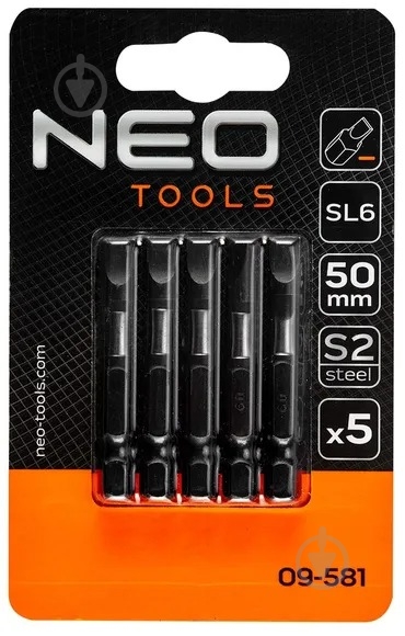Набір біт NEO tools ударні S2 50 мм 5 шт. 09-581 - фото 2