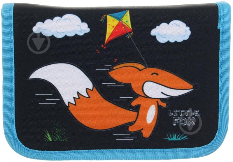 Пенал шкільний на замку 21x13,5x4 см Little Fox бірюзовий - фото 1