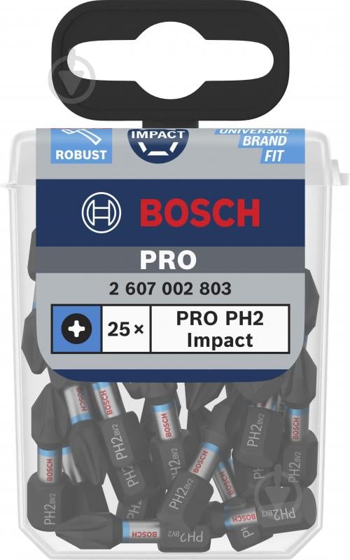 Набор бит Bosch Impact Control для ударной дрели PH2 25 шт. 2607002803 - фото 2