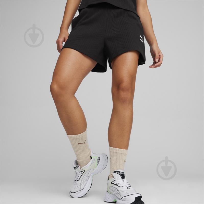 Шорти Puma CLASSICS RIBBED A-LINE SHORTS 62425401 р. XS чорний - фото 3