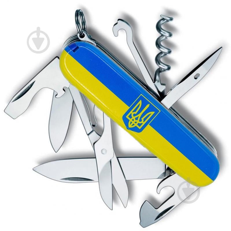 Ніж швейцарський Victorinox CLIMBER UKRAINE Герб на прапорі гориз. Vx13703.3_T3040p - фото 1