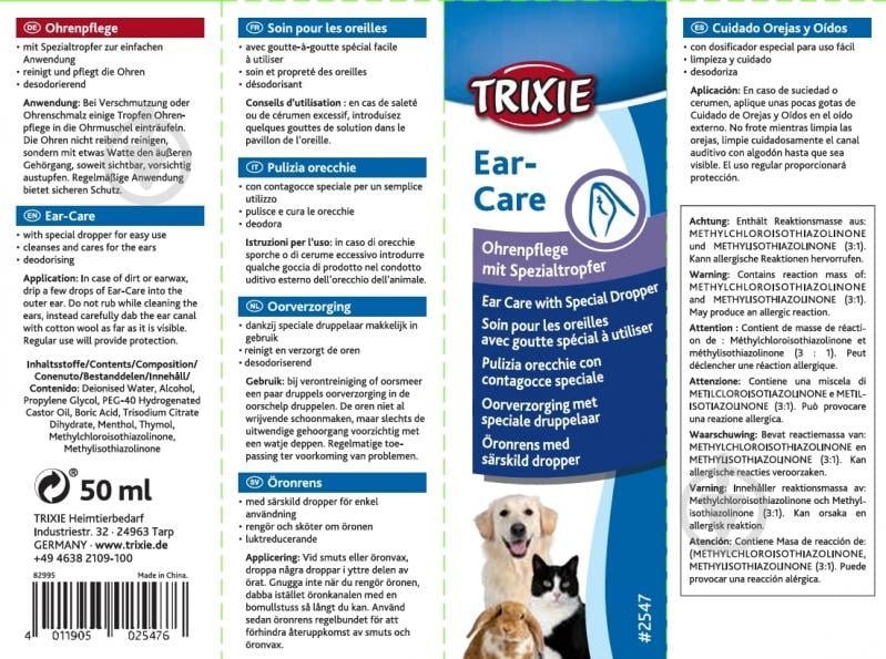 Средство Trixie Очиститель для ушей животных Ohren-pflege 50 мл - фото 3