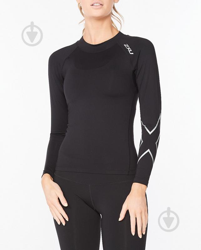 Футболка 2XU Ignition Comp Long Sleeve WA6405a_BLK/SIL р.XS черный - фото 1