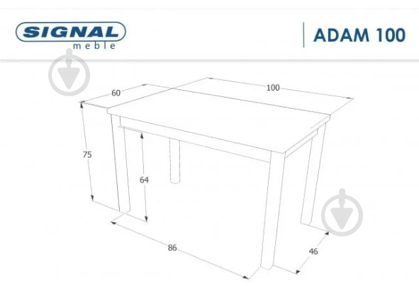 Стол обеденный Signal Meble ADAM 1000x600x750мм белый матовый/белый матовый - фото 2