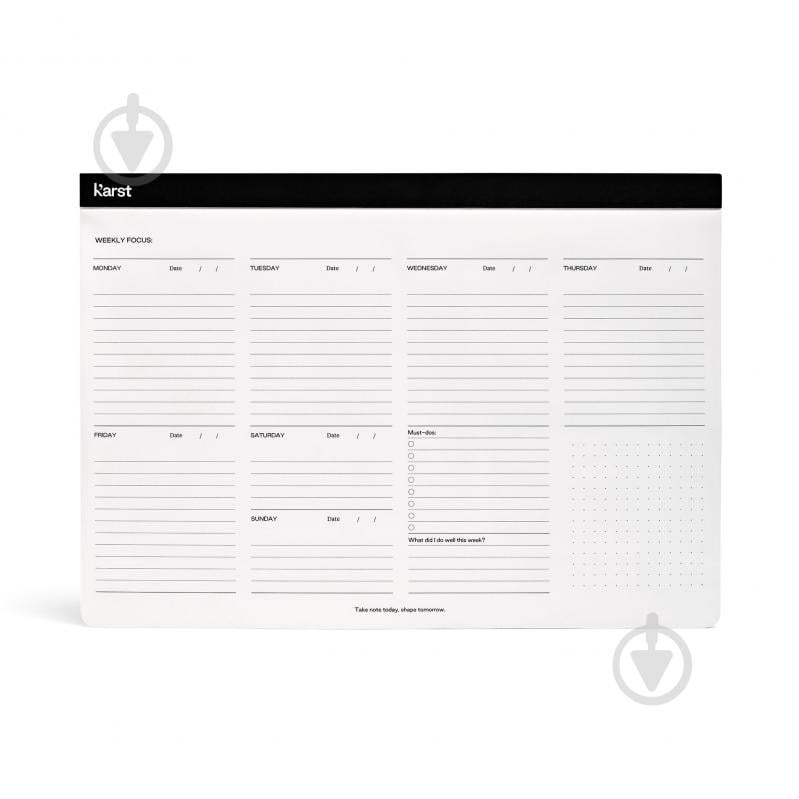 Нотатник Weekly Desk Pad A4 з місцем для дат чорний Karst Stone Paper - фото 2