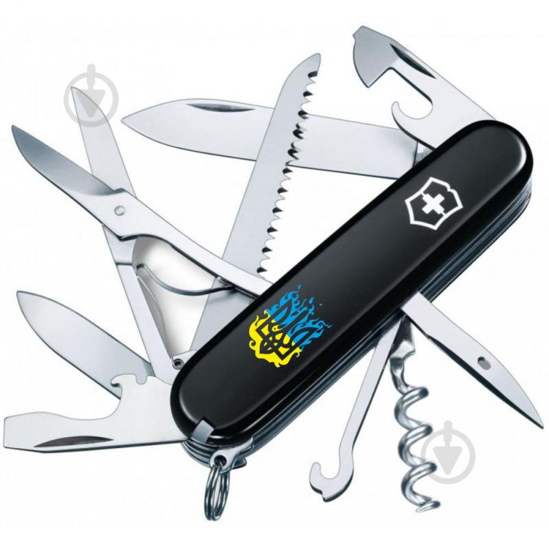 Ніж швейцарський Victorinox HUNTSMAN UKRAINE Вогняний Тризуб (15 інстр) Vx13713.3_T0316u - фото 1