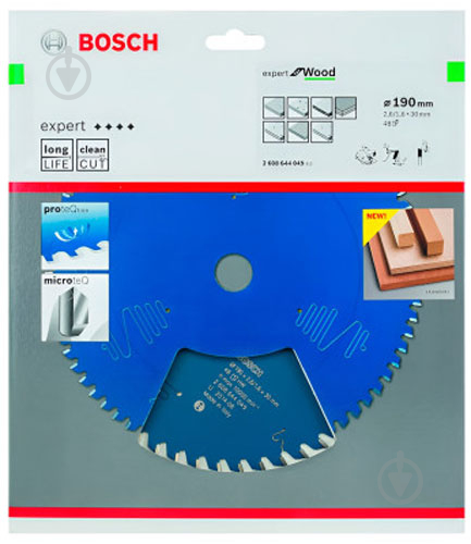 Пиляльний диск Bosch Expert for Wood 190x30x2,6 Z48 2608644049 - фото 2