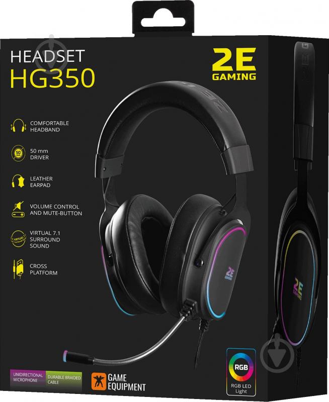 Гарнітура 2E Gaming HG350 RGB USB 7.1 black (2E-HG350BK-7.1) - фото 8