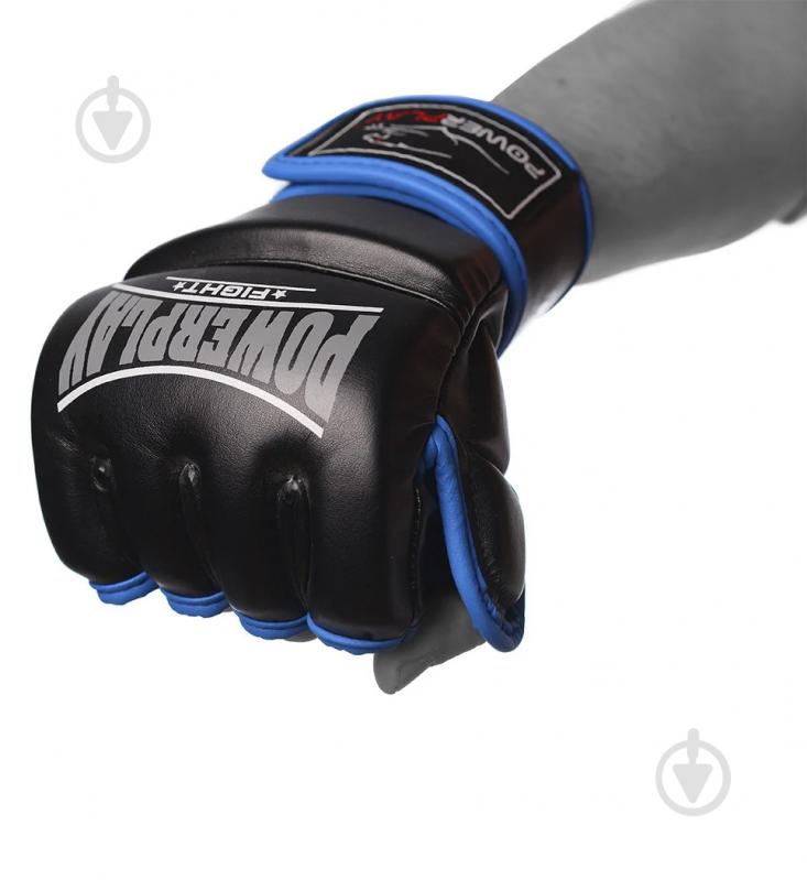 Перчатки для MMA PowerPlay р. L PP_3058 черный с синим - фото 3 Перчатки для MMA PowerPlay р. L PP_3058 черный с синим - фото 3