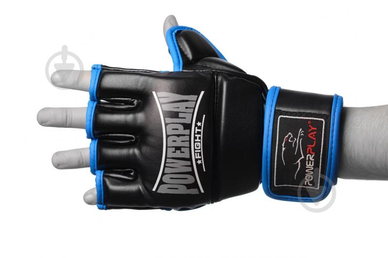 Перчатки для MMA PowerPlay р. L PP_3058 черный с синим - фото 5 Перчатки для MMA PowerPlay р. L PP_3058 черный с синим - фото 5